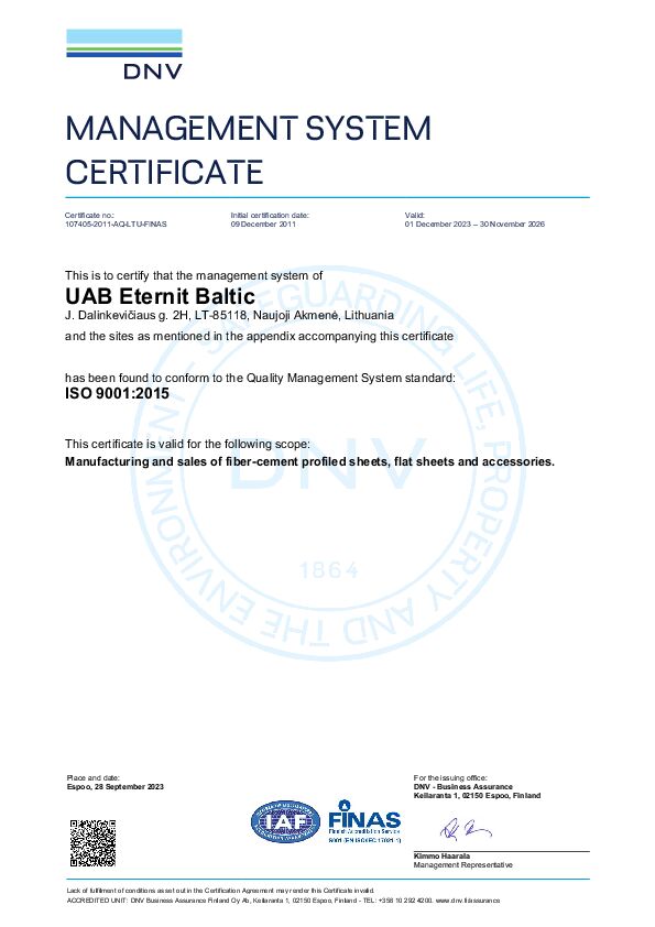 ISO 9001:2015 certificate